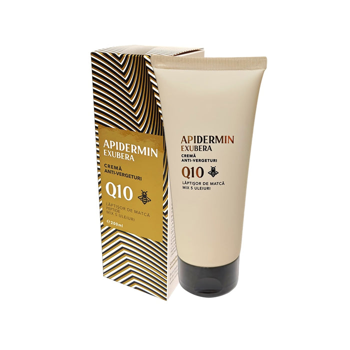 Cremă de corp Apidermin Exubera antivergeturi cu Q10, lăptișor de matcă și mix de 5 uleiuri, 200 ml