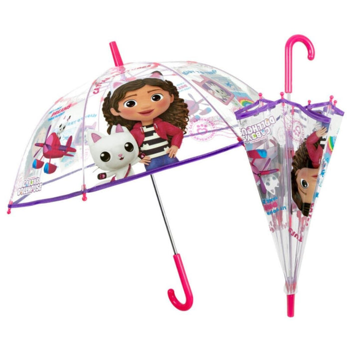 Umbrelă manuală copii, Gabby's Dollhouse, 74 cm, transparentă