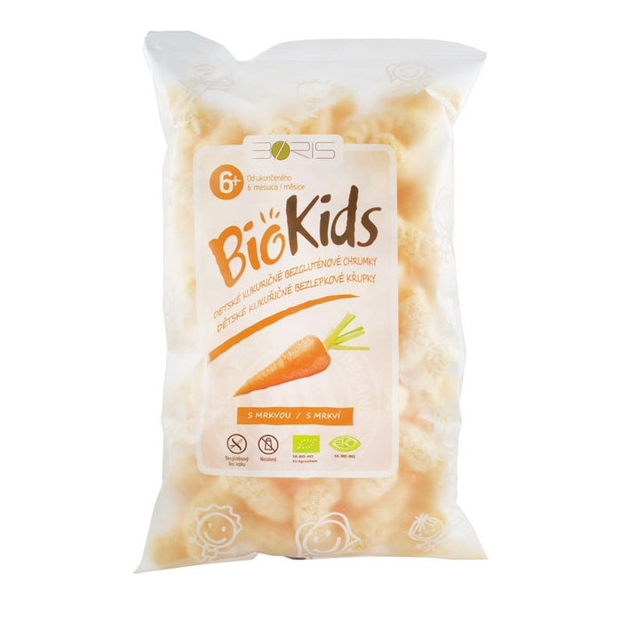 Pufuleți ecologici BioKids cu morcovi, fără sare și fără gluten, 55 g