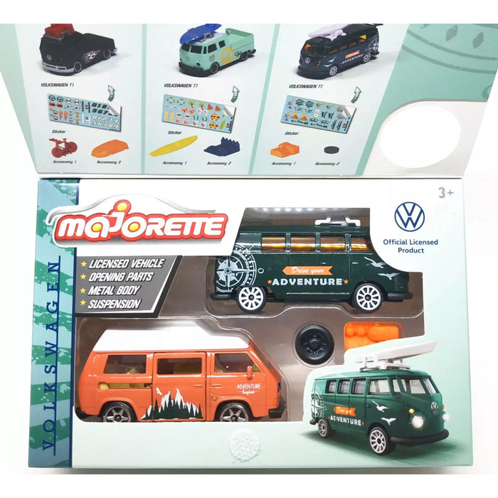 Set de 2 mașinuțe Simba Majorette Volkswagen, VW Golf MK1 și VW T1, caroserie metalică, 3+ ani