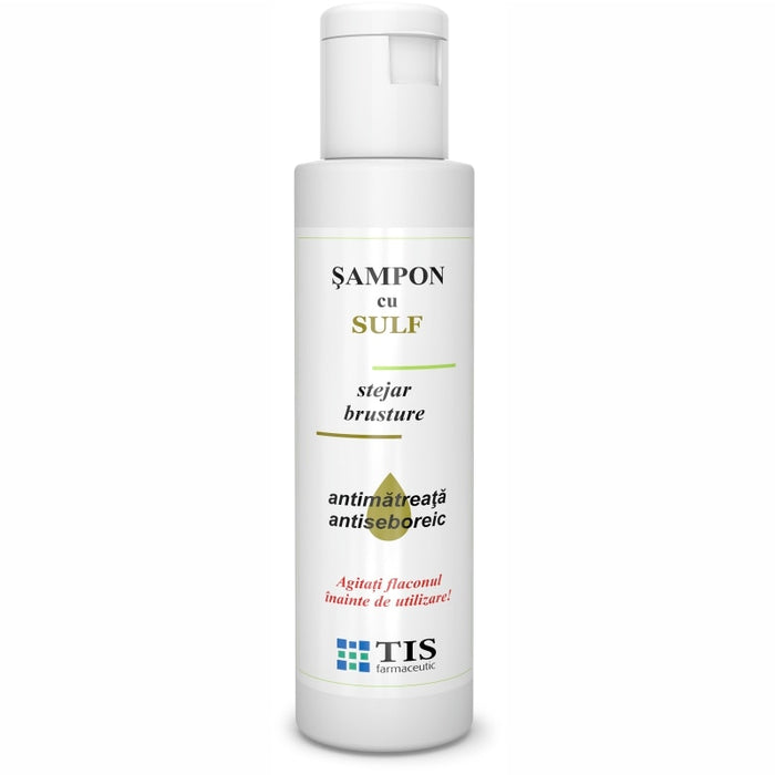 Șampon Tis Farmaceutic cu sulf, pentru păr gras, cu extracte de stejar și brusture, 100 ml