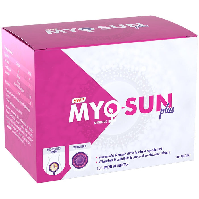 Supliment alimentar Sun Wave Pharma Myo-Sun Plus, cu mio-inozitol, N-acetilcisteină și folat, 30 plicuri