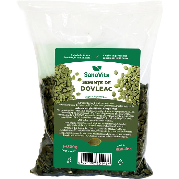 Semințe de dovleac Sanovita, 500 g