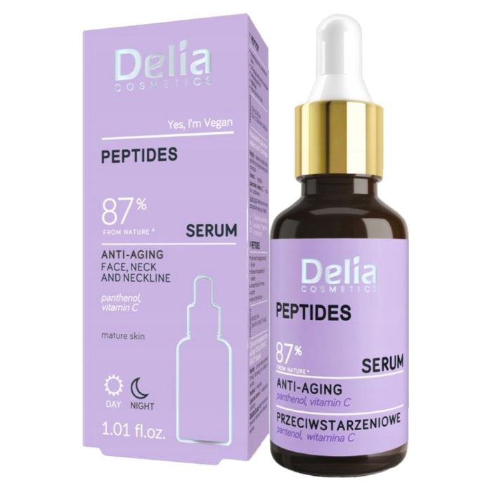 Ser anti-îmbătrânire Delia pentru față și decolteu, cu peptide, pentru zi și noapte, 30 ml