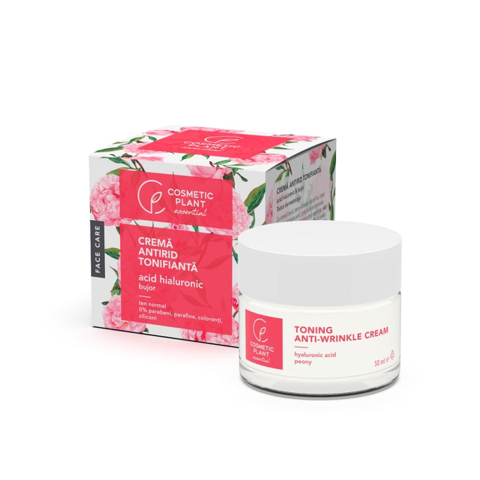Set cadou Cosmetic Plant Essential, cremă antirid tonifiantă cu acid hialuronic și bujor și cremă de mâini cu bujor, 50 ml + 100 ml