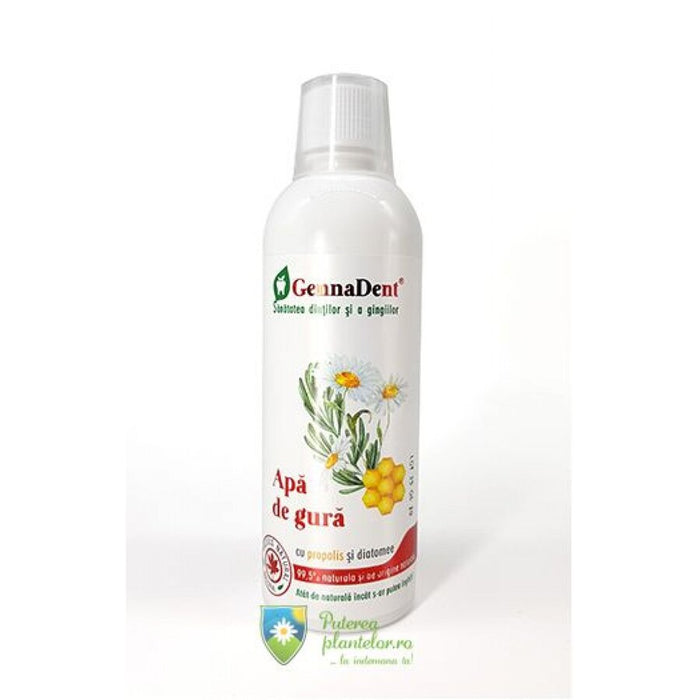 Apă de gură VivaNatura GennaDent cu propolis și diatomee, fără alcool, 500 ml