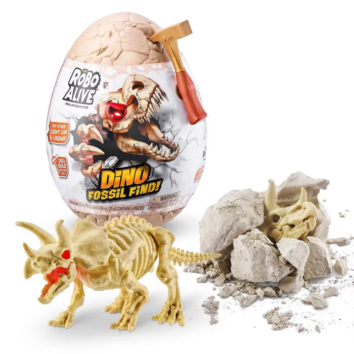 Set de excavare Zuru Robo Alive Dino Fossil Find, dinozaur cu ochi luminoși și sunet, 6 piese, 5+ ani