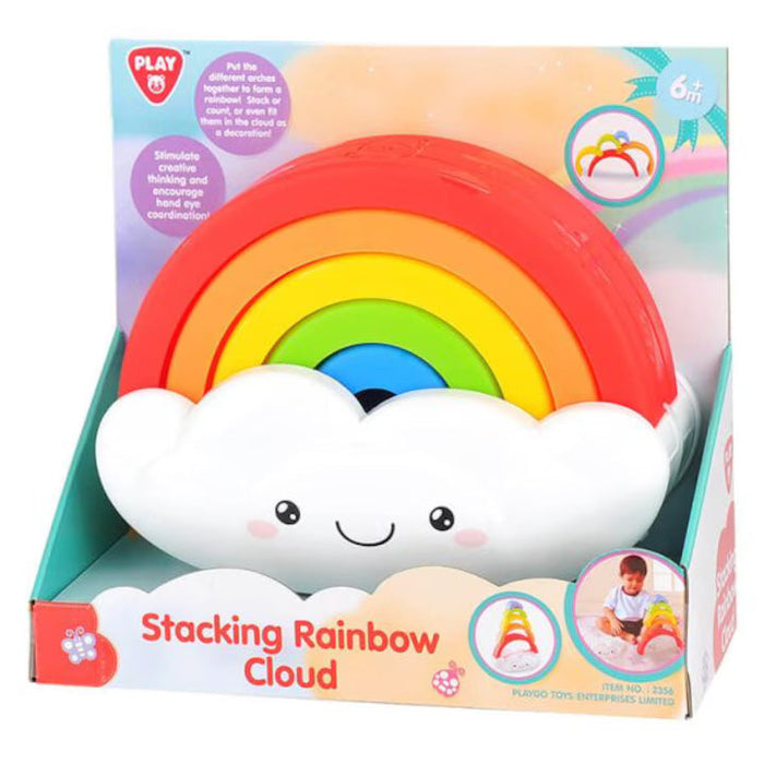 Jucărie de stivuire PlayGo, Stacking Rainbow Cloud, curcubeu cu norișor, 6+ luni