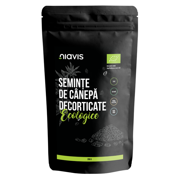 Semințe de cânepă Niavis, decorticate ecologice, 200 g