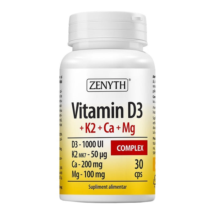 Supliment alimentar Zenyth Pharmaceuticals Vitamin D3+K2+Ca+Mg Complex, 30 capsule