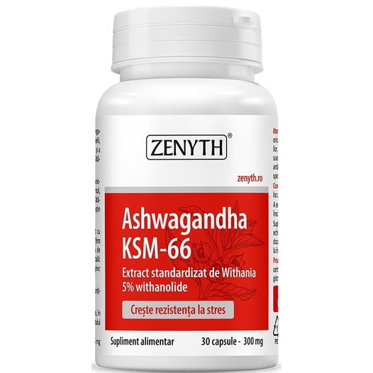 Supliment alimentar Zenyth Pharmaceuticals Ashwagandha KSM-66, 300 mg, 30 capsule