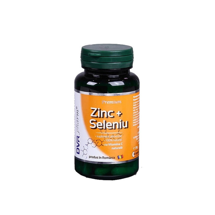 Supliment alimentar DVR Pharm Zinc + Seleniu cu vitamina C, 60 capsule