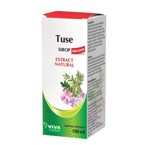 Supliment alimentar Viva Pharma Sirop pentru tuse, fără zahăr, 100 ml