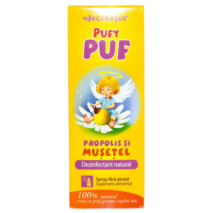 Supliment alimentar Dacia Plant Pufy Puf cu propolis și mușețel, fără alcool, spray, 20 ml