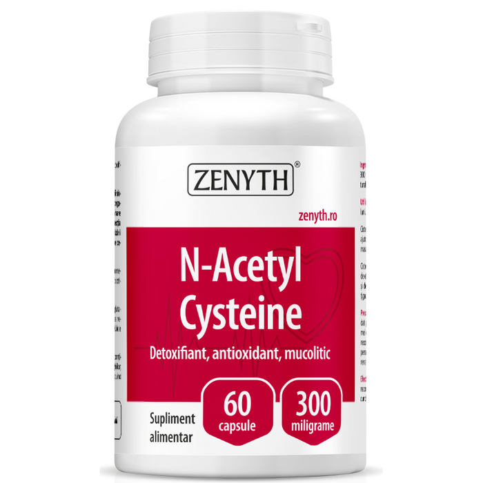Supliment alimentar Zenyth Pharmaceuticals N-Acetyl Cysteine, 300 mg, 60 capsule