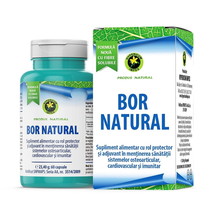 Supliment alimentar Hypericum Bor Natural, cu fructoborat de calciu, 60 capsule