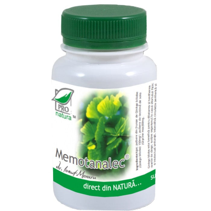 Supliment alimentar Pro-Natura Memotanalec, cu Ginkgo biloba și lecitină, 150 capsule