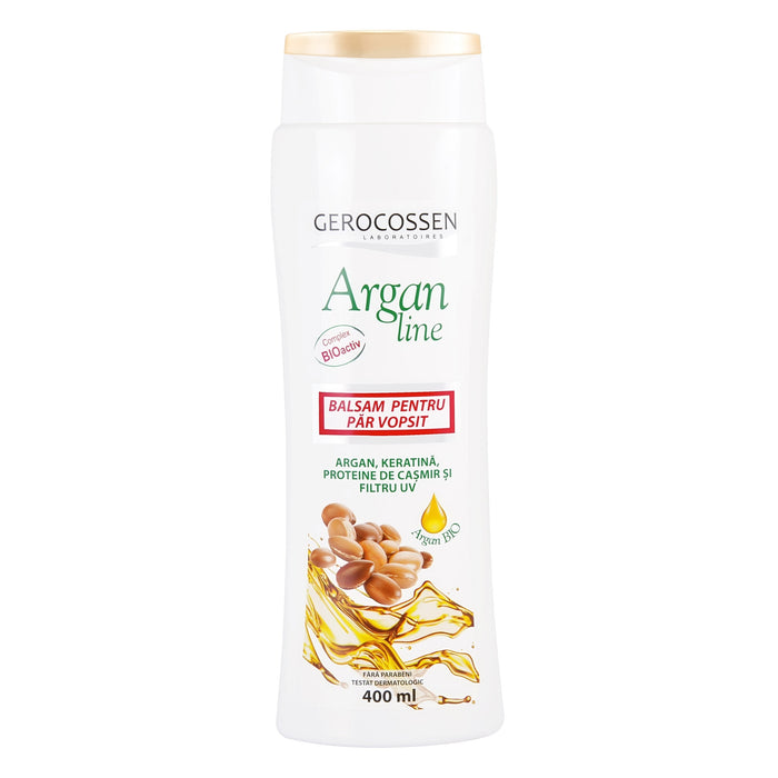 Balsam de păr Gerocossen Argan Line, pentru păr vopsit, cu ulei de argan și keratină, 400 ml