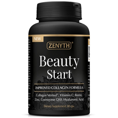 Supliment alimentar Zenyth Pharmaceuticals Beauty Start, cu colagen, 750 mg, 80 capsule