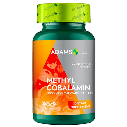Supliment alimentar Adams Supplements Metilcobalamină, 1000 mcg, comprimate masticabile, 90 comprimate