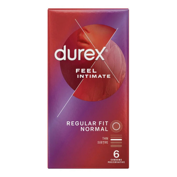 Prezervative Durex Feel Intimate, subțiri, cu lubrifiant suplimentar, 6 bucăți