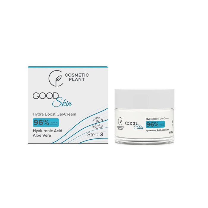 Cremă de față Cosmetic Plant GOOD Skin Hydra Boost Gel-Cream, cu acid hialuronic, minerale și aloe vera, 50 ml