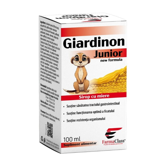 Supliment alimentar FarmaClass Giardinon Junior, sirop cu miere, pentru copii de la 2 ani, 100 ml