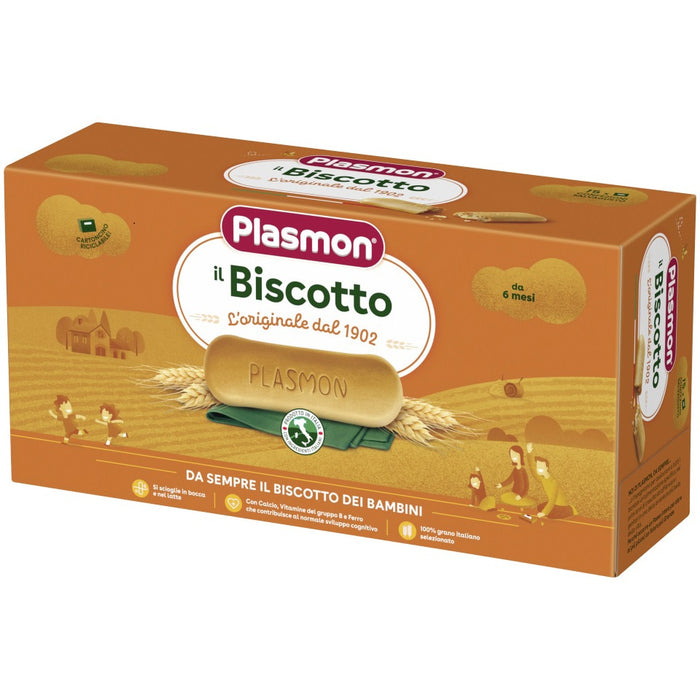 Biscuiți pentru bebeluși Plasmon, cu cereale, vitamine, calciu și fier, de la 6 luni, 600 g