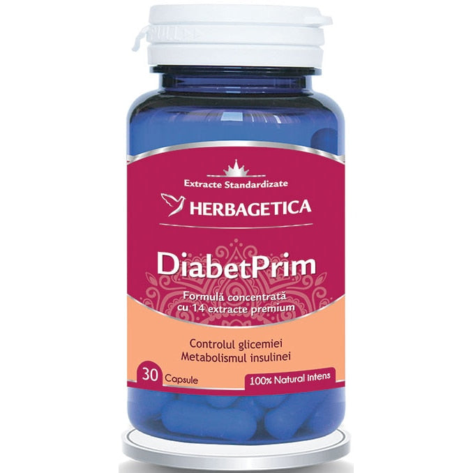 Supliment alimentar Herbagetica DiabetPrim, 30 capsule