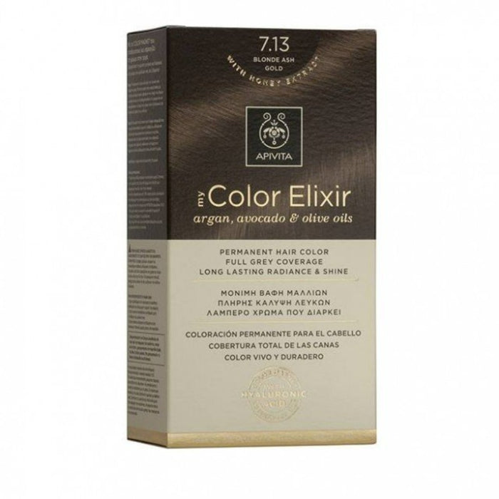 Vopsea de păr, Apivita My Color Elixir N7.13, blond cenușiu auriu