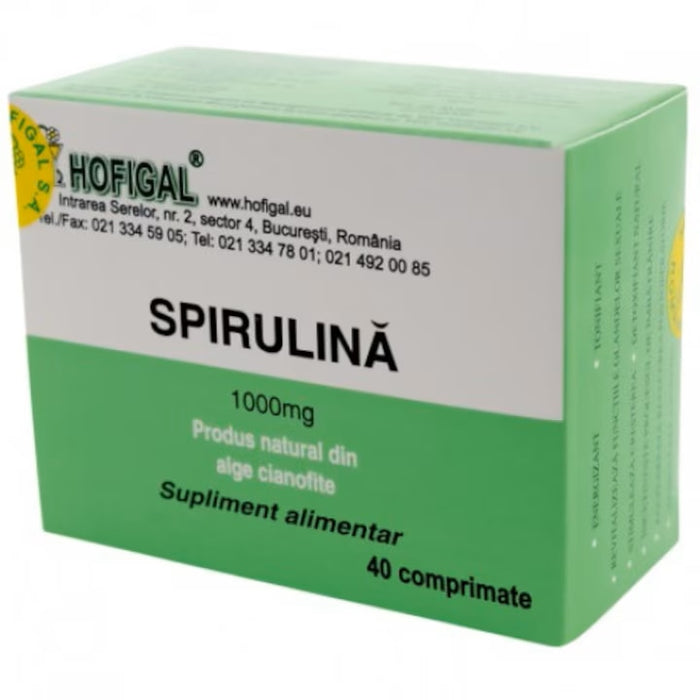 Supliment alimentar Hofigal Spirulină, 1000 mg, 40 comprimate