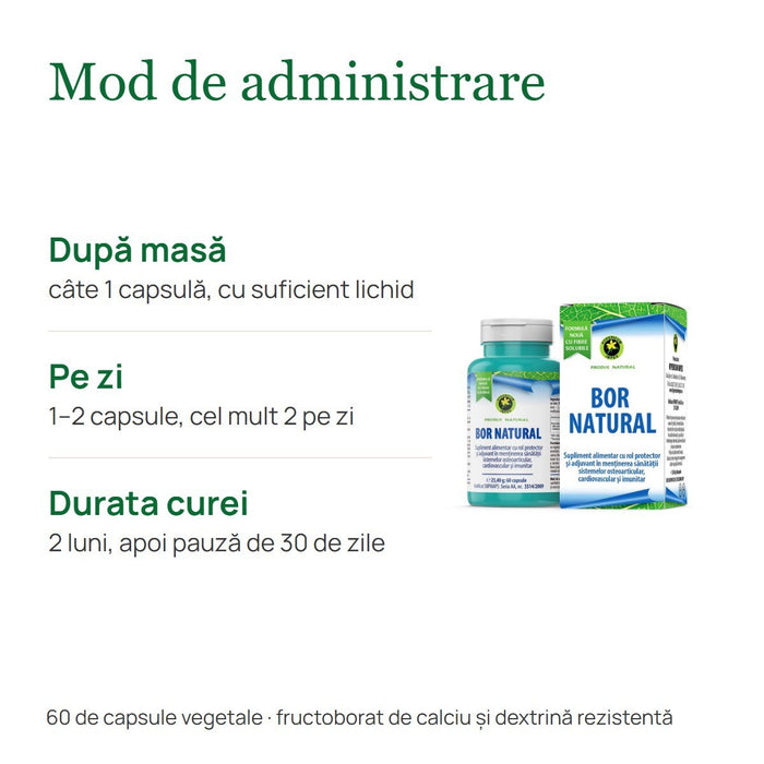 Supliment alimentar Hypericum Bor Natural, cu fructoborat de calciu, 60 capsule