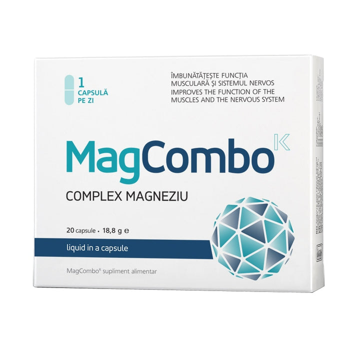 Supliment alimentar Vitaslim MagCombo Complex Magneziu, cu vitaminele C, B6, B2 și B12, 20 capsule