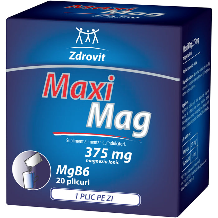 Supliment alimentar Zdrovit MaxiMag MgB6, cu magneziu și vitamina B6, 20 plicuri