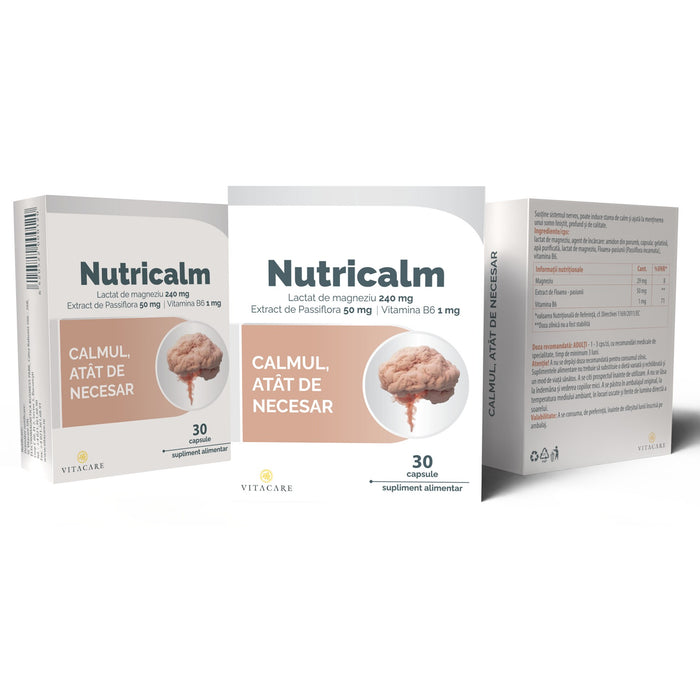 Supliment alimentar Vitacare Nutricalm cu magneziu, vitamina B6 și passiflora, 30 capsule