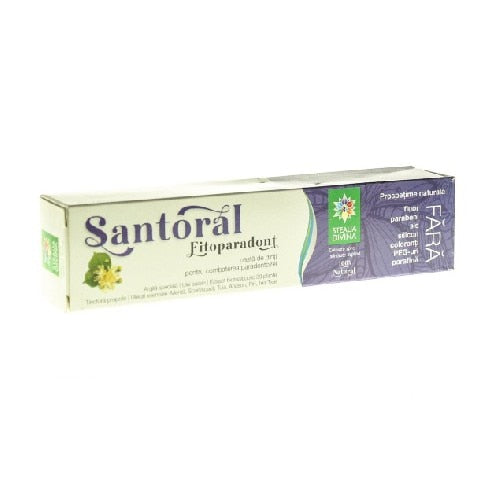 Pastă de dinți Steaua Divina Santoral Fitoparadont, cu argilă și uleiuri esențiale, 75 ml / 100 g