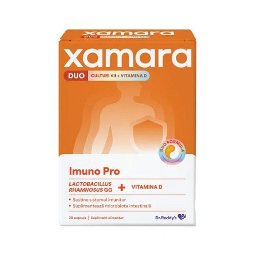Supliment alimentar Dr. Reddy's Xamara Duo Imuno Pro cu Lactobacillus rhamnosus și vitamina D, 30 capsule