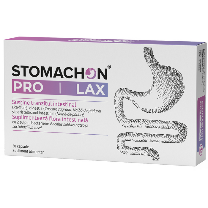 Supliment alimentar Stomachon Pro Lax, cu psyllium și extracte de plante, 30 capsule