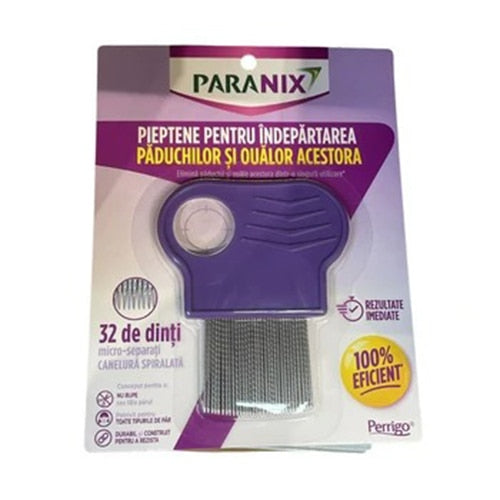Pieptene antipăduchi Paranix Lice, cu dinți metalici deși și lupă
