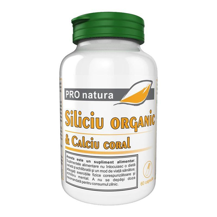 Supliment alimentar Medica Farmimpex Siliciu organic cu calciu coral, 60 capsule