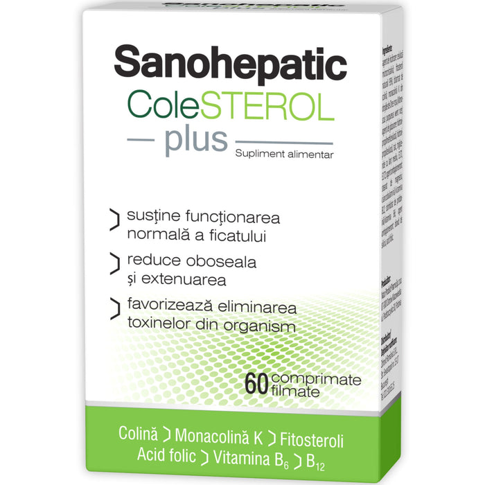 Supliment alimentar Zdrovit Sanohepatic Colesterol Plus, cu fitosteroli și monacolină K, 60 comprimate