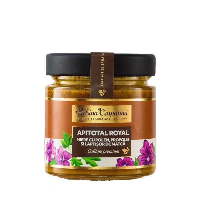 Miere cu polen, propolis și lăptișor de matcă Albina Carpatina Apitotal Royal, 270 g