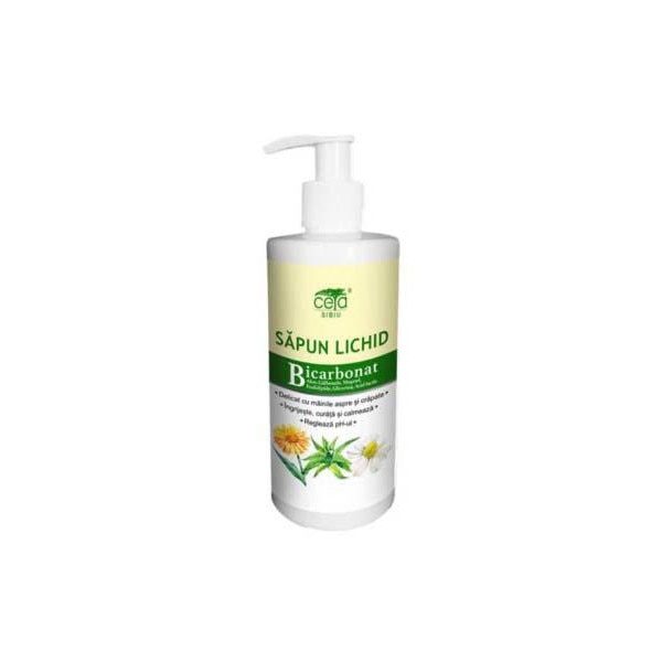 Săpun lichid Ceta cu bicarbonat, cu pompiță, 300 ml