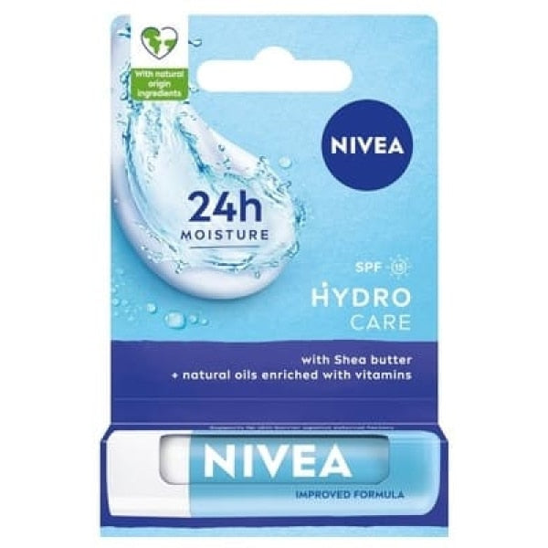 Balsam de buze Nivea Hydro Care, SPF 15, 4,8 g / 5,5 ml