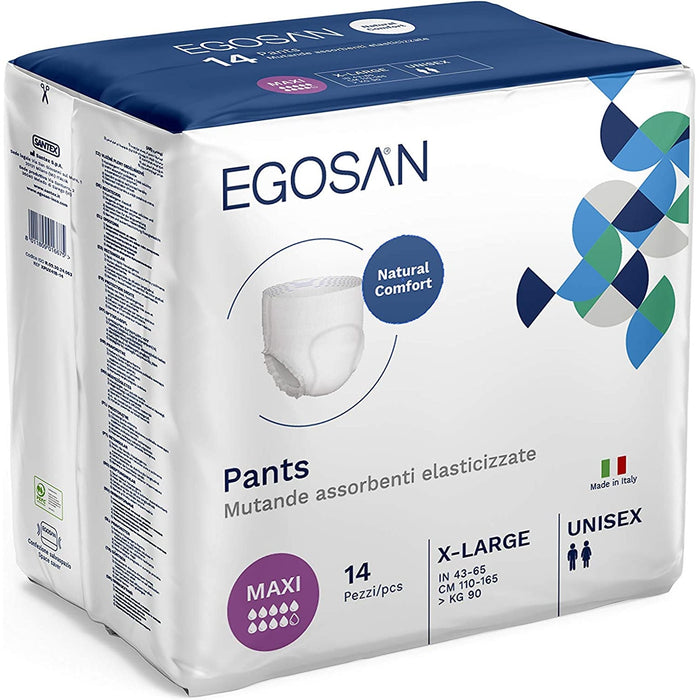 Chiloți absorbanți pentru incontinență Egosan Natural Comfort, mărimea XL, absorbție Maxi, 14 bucăți