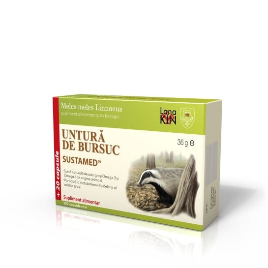 Supliment alimentar Sustamed Untură de bursuc, 120 capsule