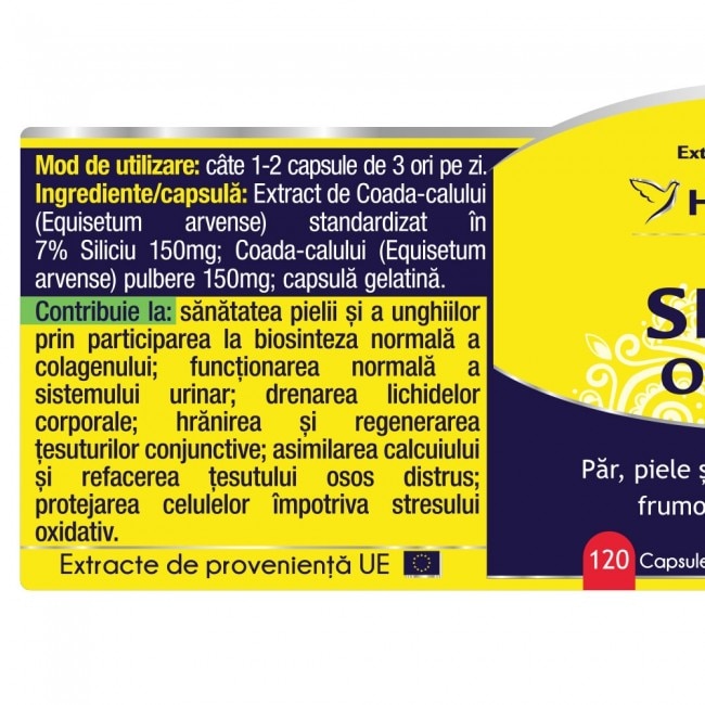 Supliment alimentar Herbagetica Siliciu Organic, 120 capsule