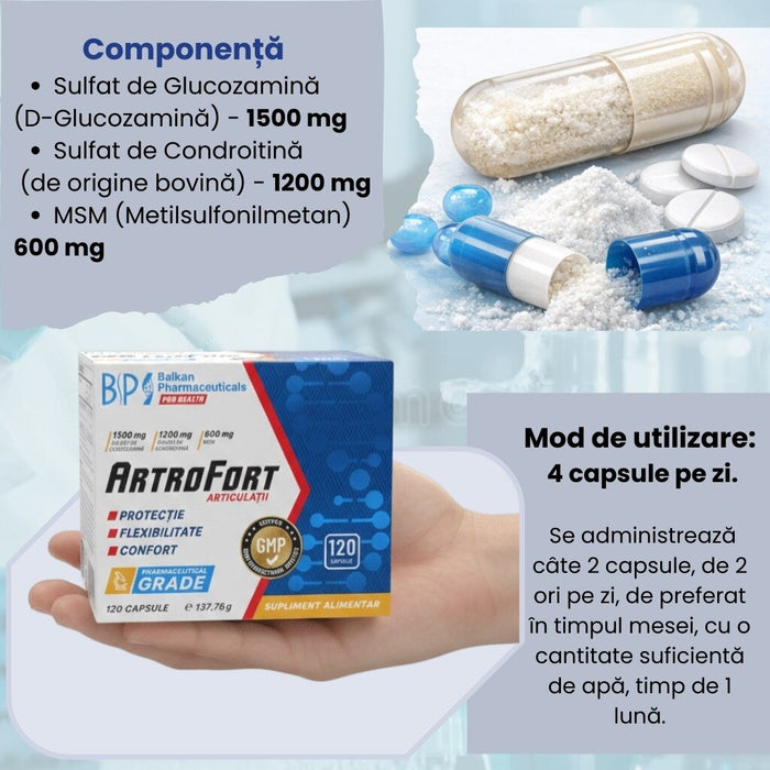 Supliment alimentar Balkan Pharmaceuticals ArtroFort pentru articulații, 120 capsule