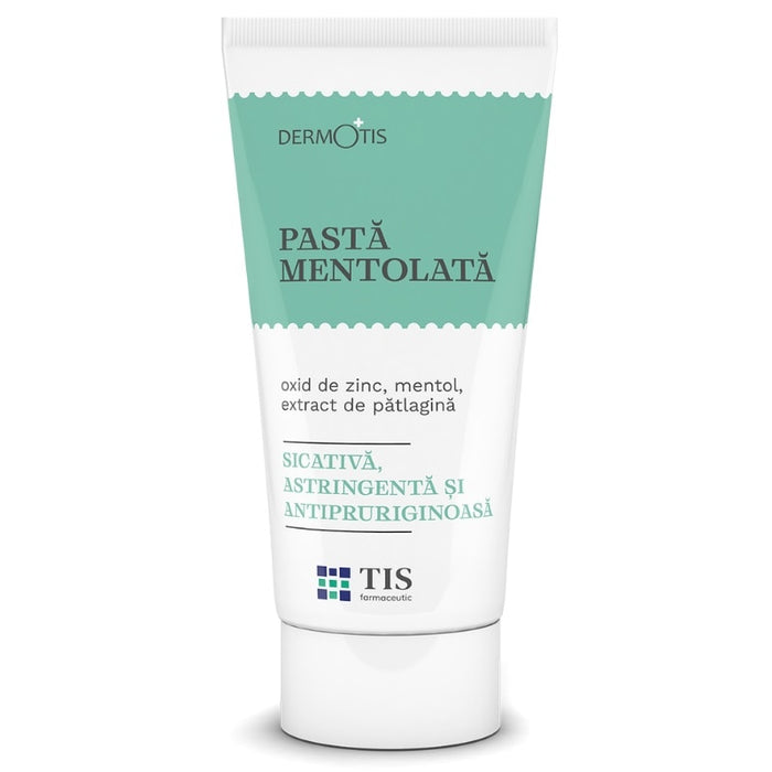 Pastă mentolată Tis Farmaceutic DermoTIS, cu oxid de zinc și extract de pătlagină, 50 ml