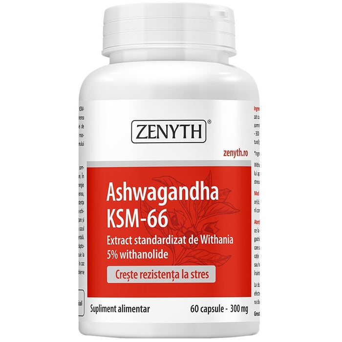 Supliment alimentar Zenyth Pharmaceuticals Ashwagandha KSM-66, 300 mg, 60 capsule